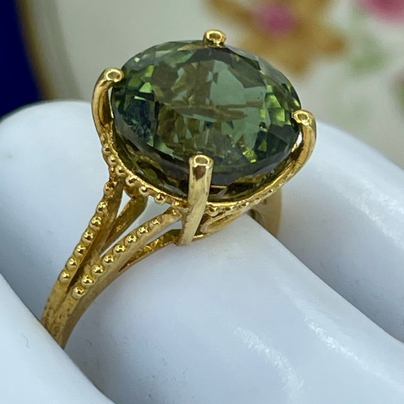 Clearance‼️8ct Green Tourmaline Solitaire 18k yellow Gold on 925 silver - Picture 9 of 16